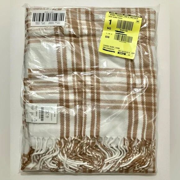 NWT J.Crew Ivory/Sienna Scarf | Oversized Plaid Wrap, Cozy Everyday Style - Picture 2 of 2